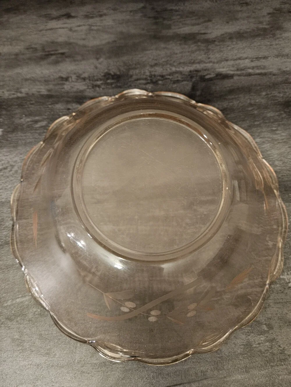 Vtg Pink Etched Floral Depression Glass Centerpiece Bowl